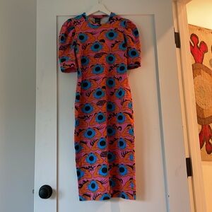 Nooworks puff sleeve midi dress, so flattering, VGUC!
